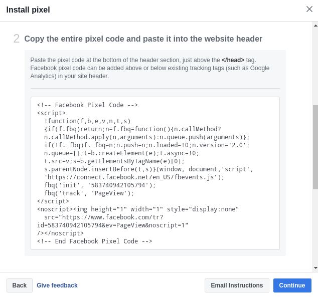 cara memasang facebook pixel