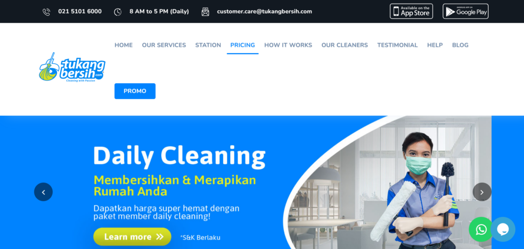 Contoh Landing Page Cleaning Service
