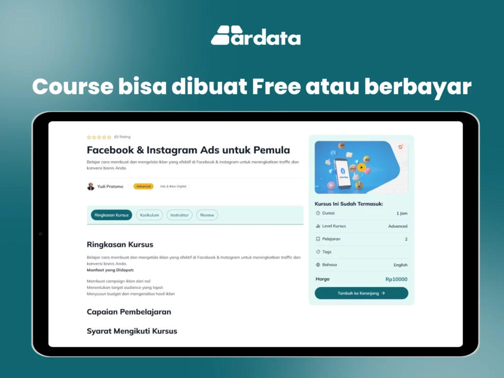 Fitur Course Bisa Dibuat Gratis atau Berbayar Jasa Pembuatan E-Learning LMS