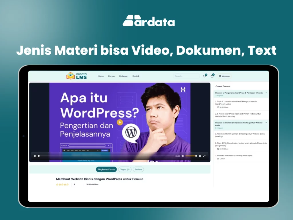 Jenis Materi yang Beragam Sistem E-learning LMS