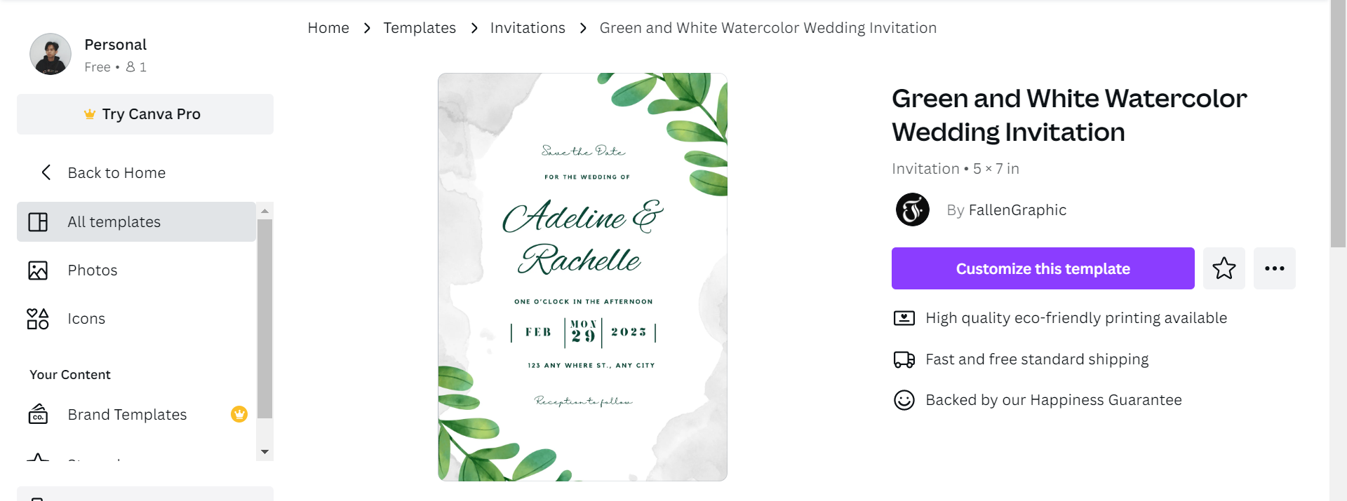 Cara Membuat Undangan Pernikahan Dengan Canva - Template Undangan green