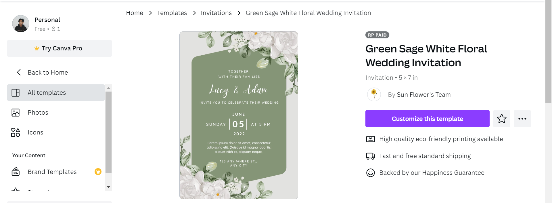 Cara Membuat Undangan Pernikahan Dengan Canva - Template Undangan green and grey