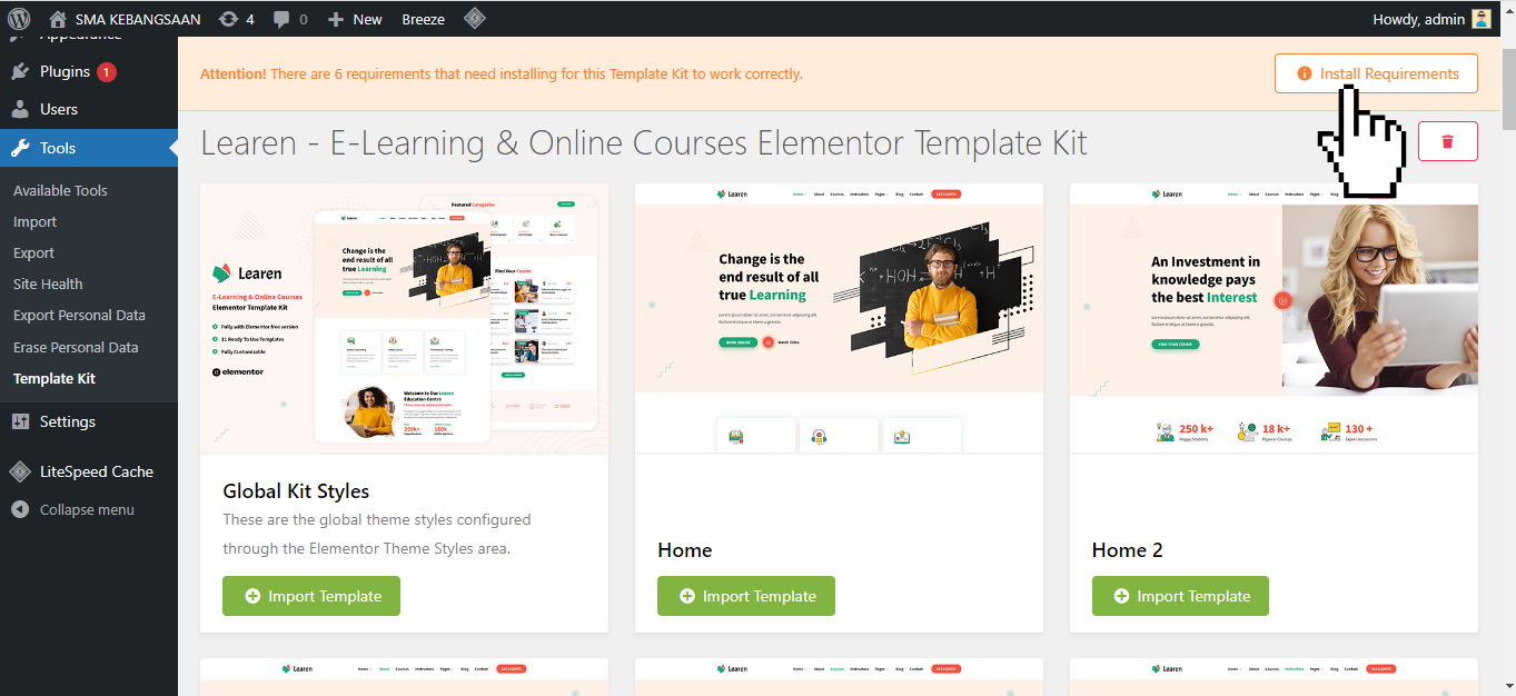 Website Sekolah : Cara Membuat dan Contoh Web Sekolah - install template kit