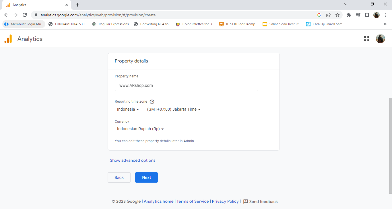 Cara Integrasi Landing Page dengan Google Analytics - pendaftaran GA - edit properti GA