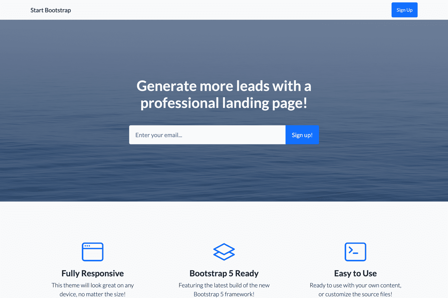 Bootstrap Landing Page - Blue Landing page