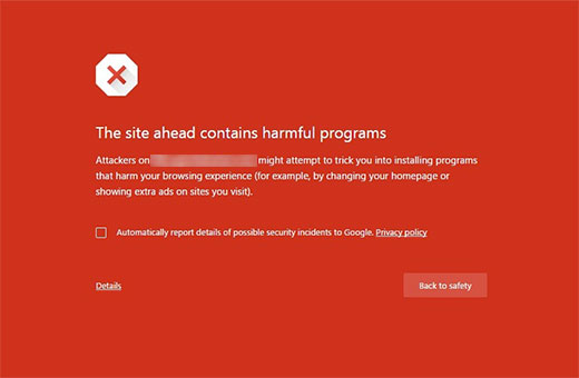 Error Pada Web WordPress dan Cara Mengatasinya - this site ahead contains harmful programs