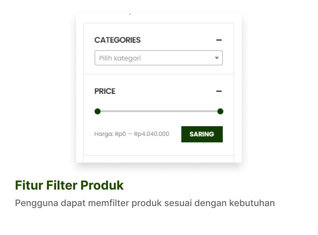 Jasa Pembuatan Website Toko Online - filter produk