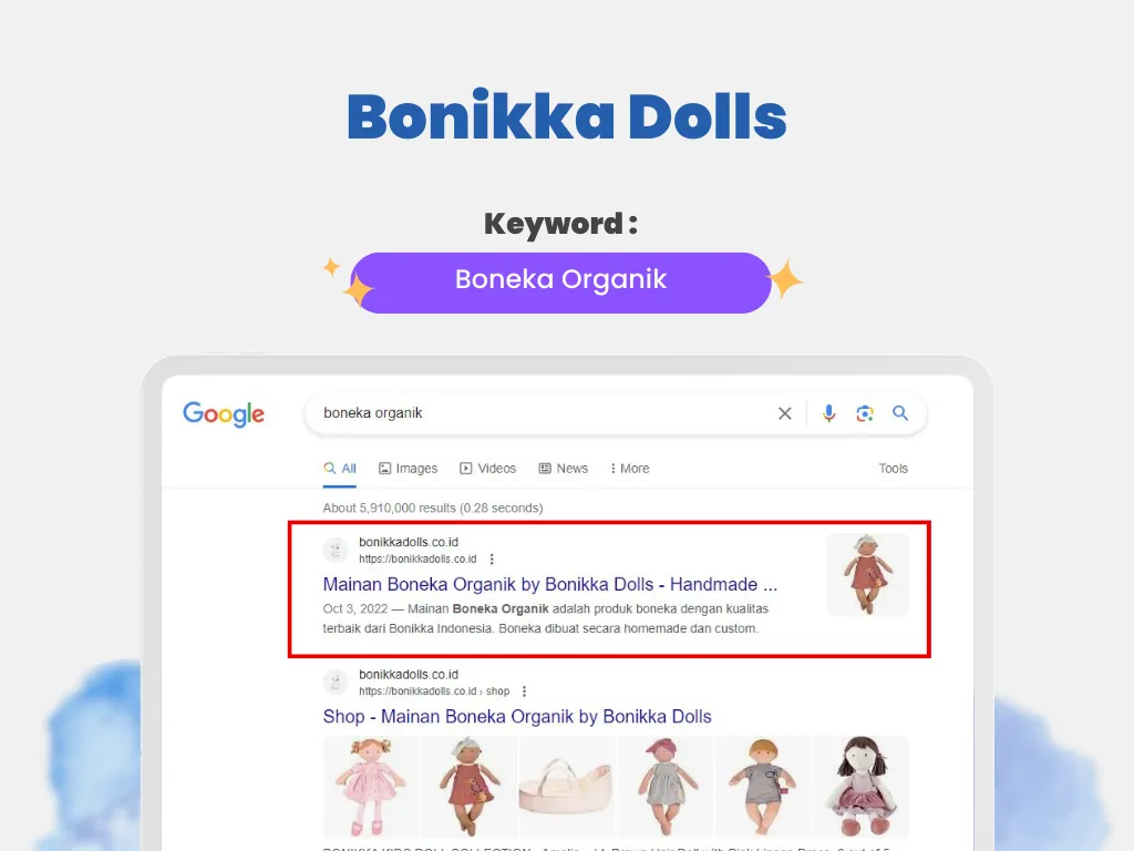 Portofolio Jasa SEO Jual Boneka Bonikka Dolls