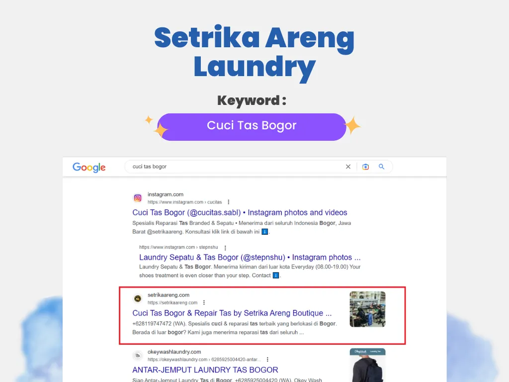 Portofolio Jasa SEO Laundry Setrika Areng