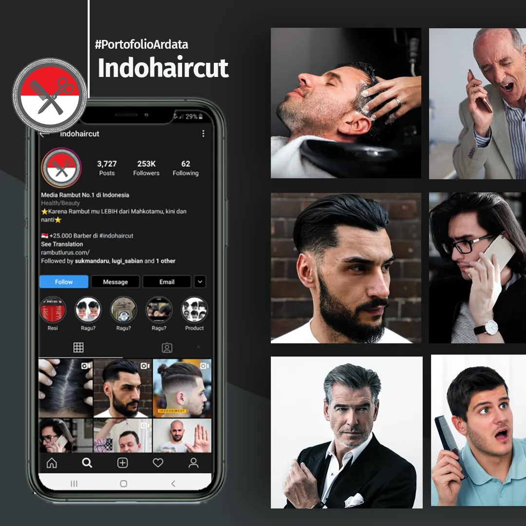 Portofolio Social Media Perusahaan Perusahaan Barbershop & Pomade Indo Haircut