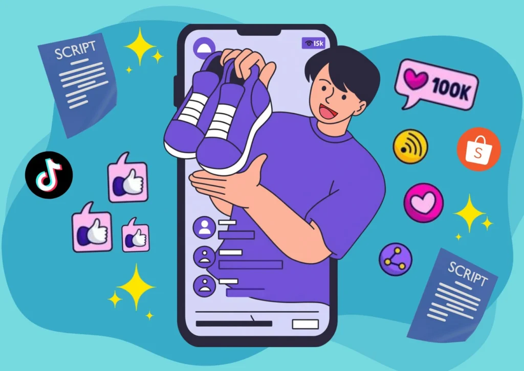 Contoh Script Live Streaming Tiktok & Shopee sedang jualan produk 