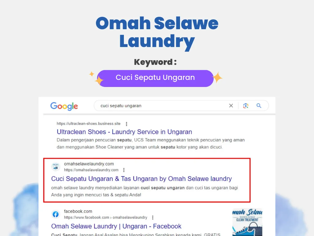 Portofolio Jasa SEO Cuci Sepatu dan Tas Omah Selawe Laundry