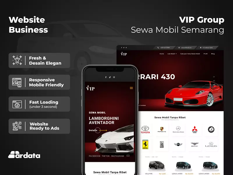 Portofolio Website Sewa Mobil VIP Group