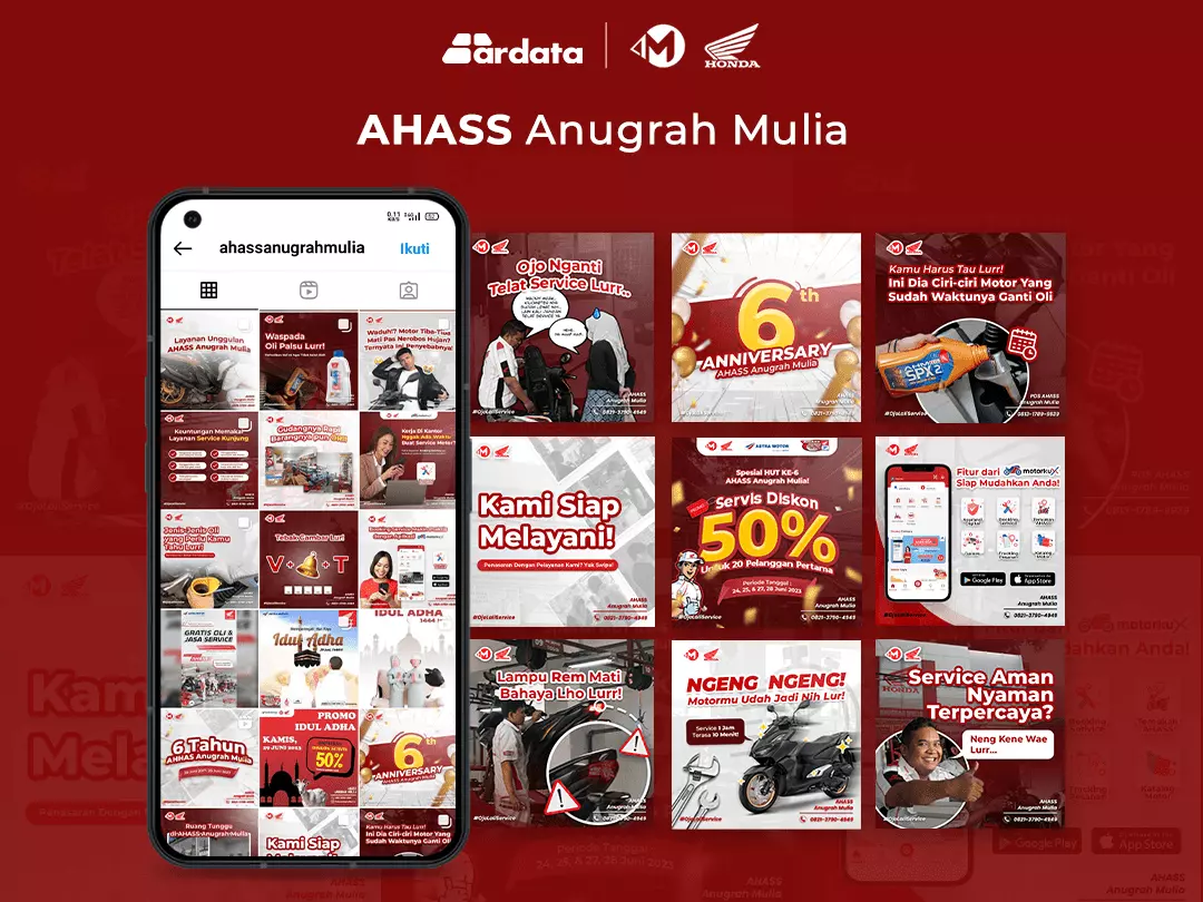Portofolio Social Media Bengkel Motor AHASS Anugrah Mulia