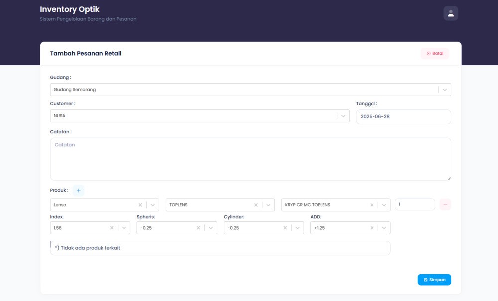 Portfolio Aplikasi Kasir Digital Sistem Optik pandanaran