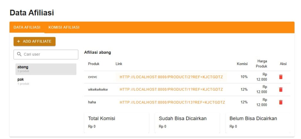 Fitur Sistem Komisi Otomatis