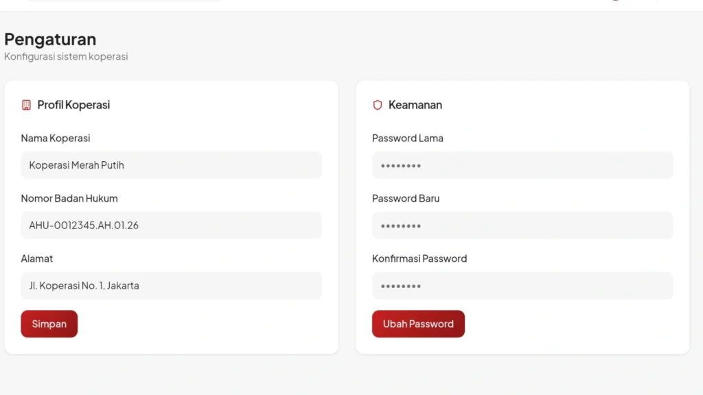 Jasa Pembuatan Aplikasi Koperasi Desa pengaturan sistem