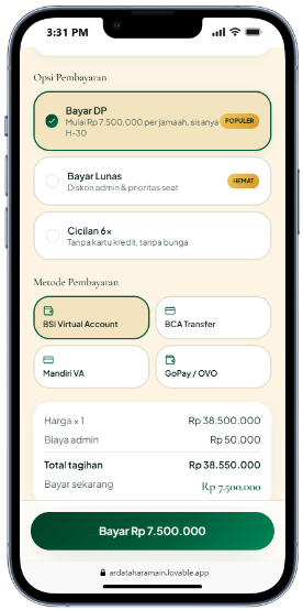 Aplikasi Booking Paket Umroh Haji Sistem Pembayaran & Cicilan
