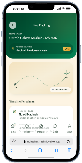 Aplikasi Booking Paket Umroh Haji Live tracking