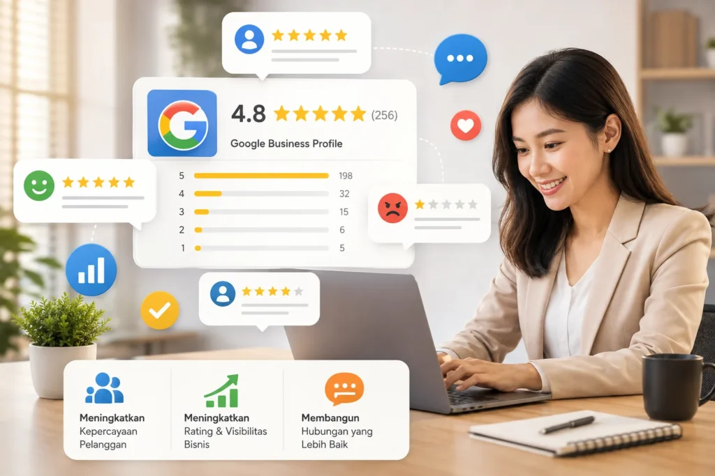 pemilik bisnis mengelola review dan rating Google Business Profile