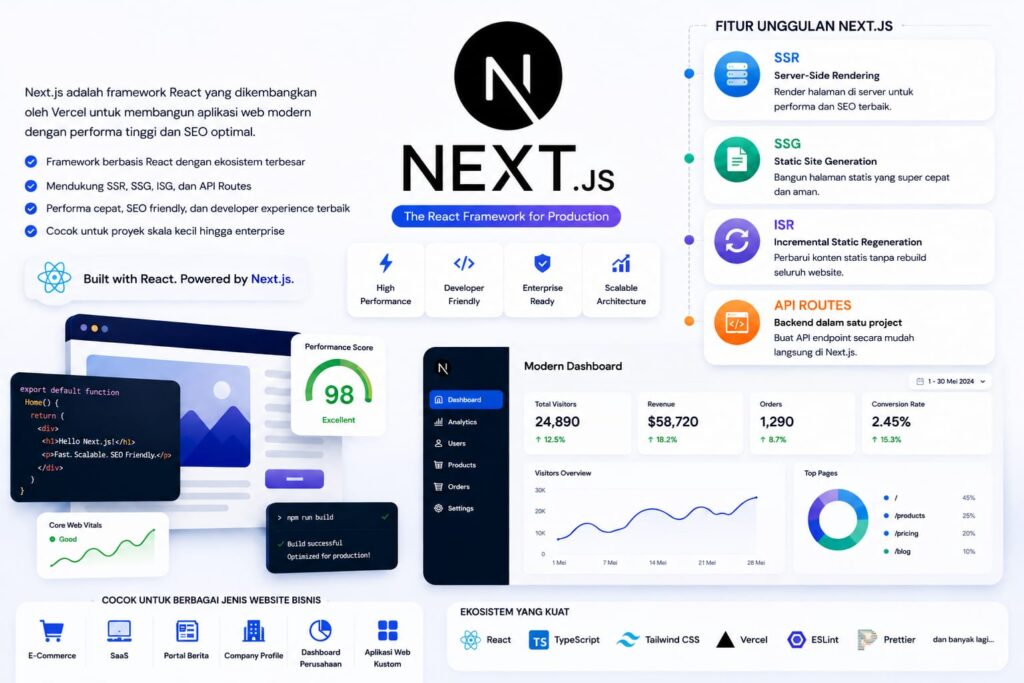 Next.js framework React untuk website dan aplikasi bisnis modern