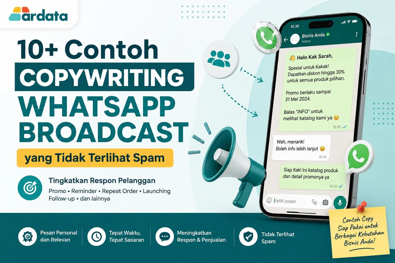 contoh copywriting WhatsApp Broadcast yang tidak terlihat spam