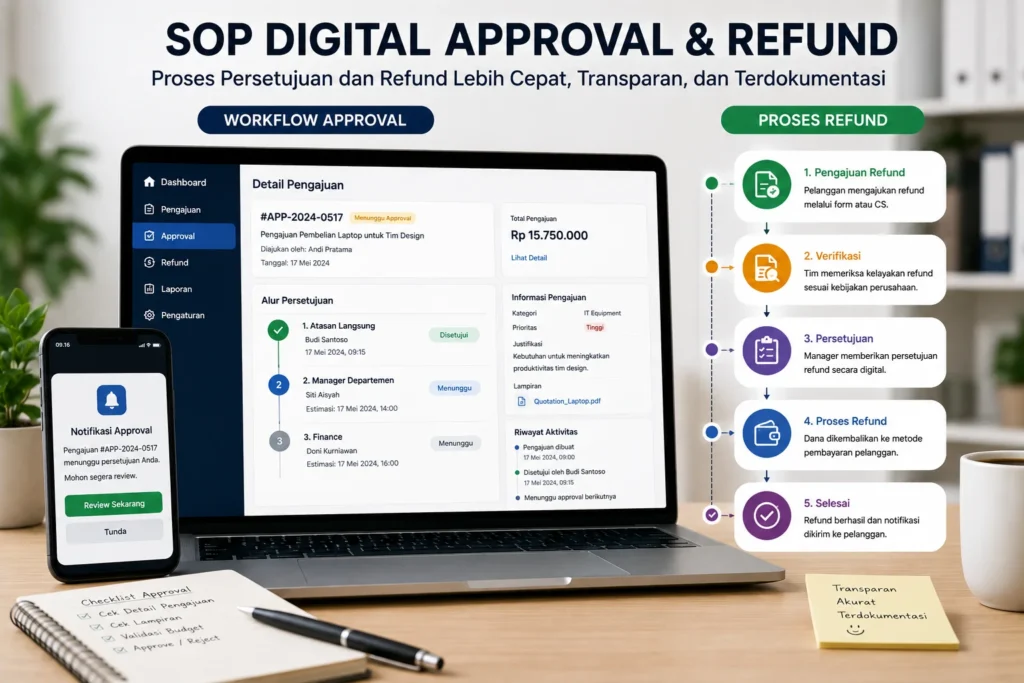 Workflow SOP digital approval dan refund