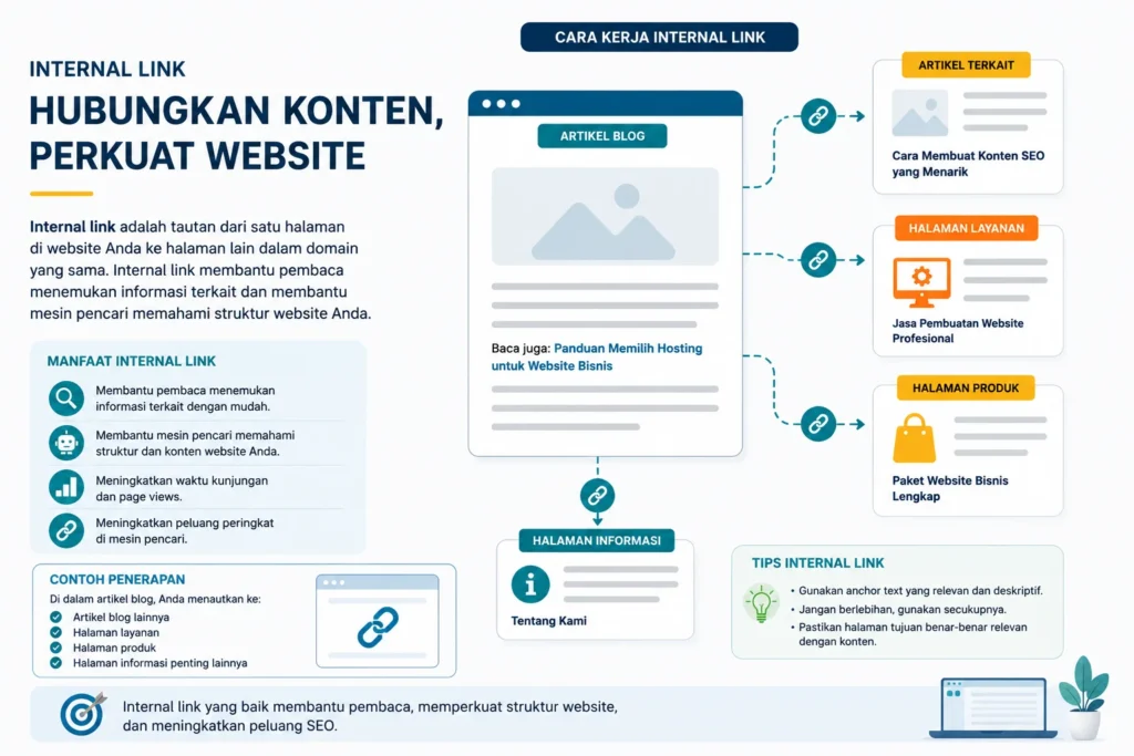 infografis cara kerja internal link pada website bisnis