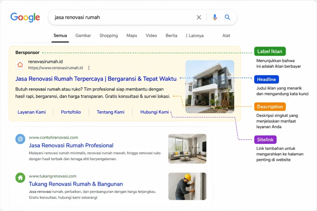 Copy iklan Google Ads jasa renovasi