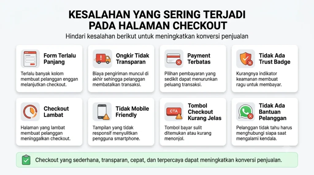 Kesalah yang sering terjadi pada halaman  checkout