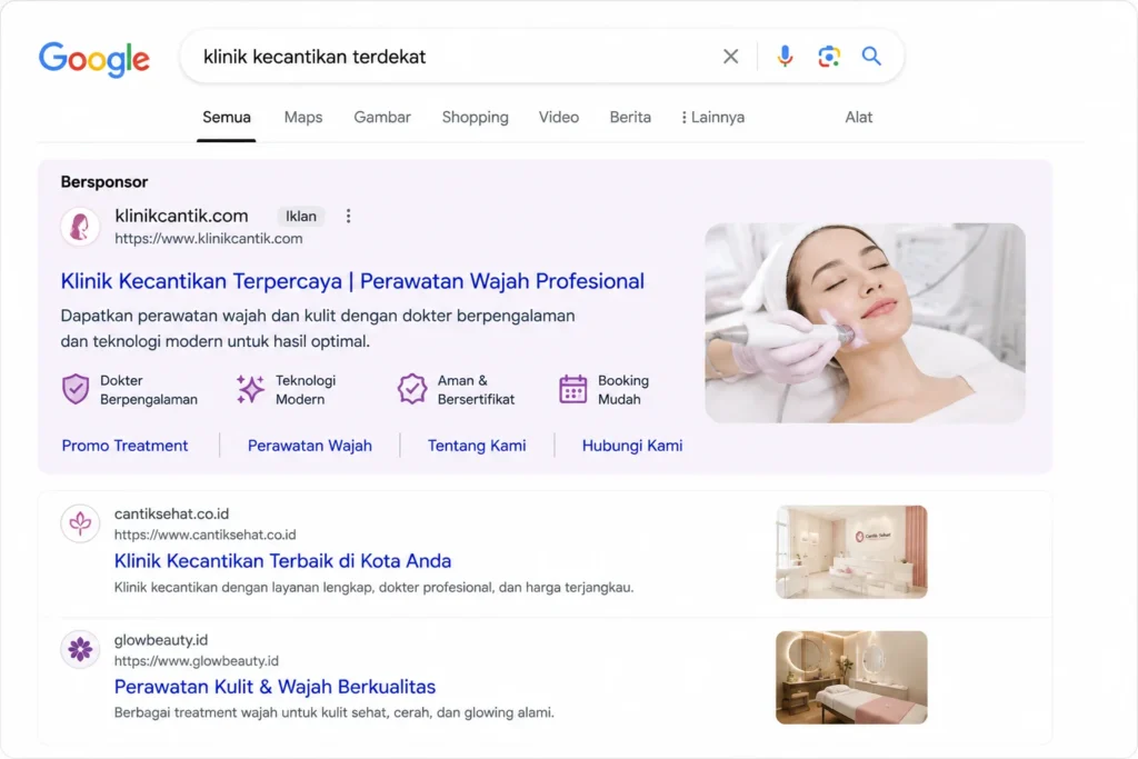 Copy iklan Google Ads klinik kencantikan