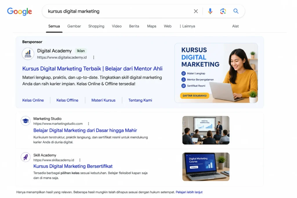 Copy iklan Google Ads untuk kursus