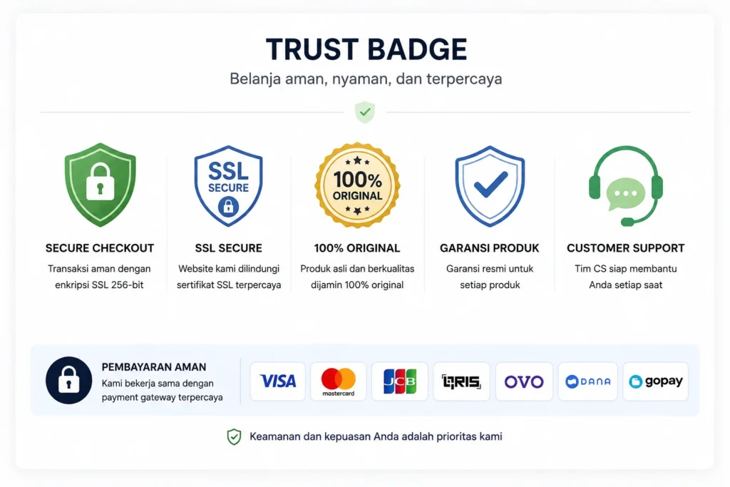 trust badge untuk meningkatkan kepercayaan pelanggan