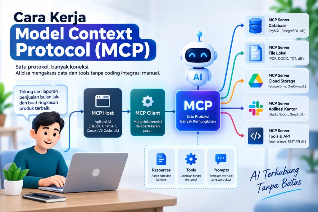 Cara Kerja Model Context Protocol MCP Menghubungkan AI dengan Data dan Tools