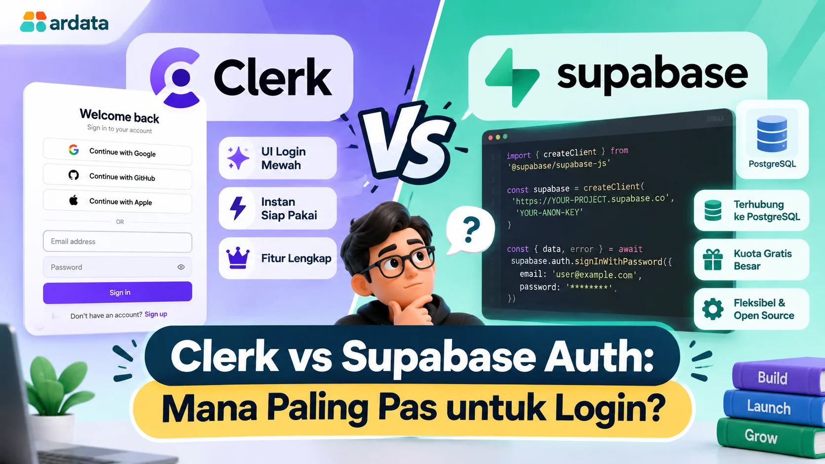 Clerk vs Supabase Auth untuk sistem login aplikasi modern