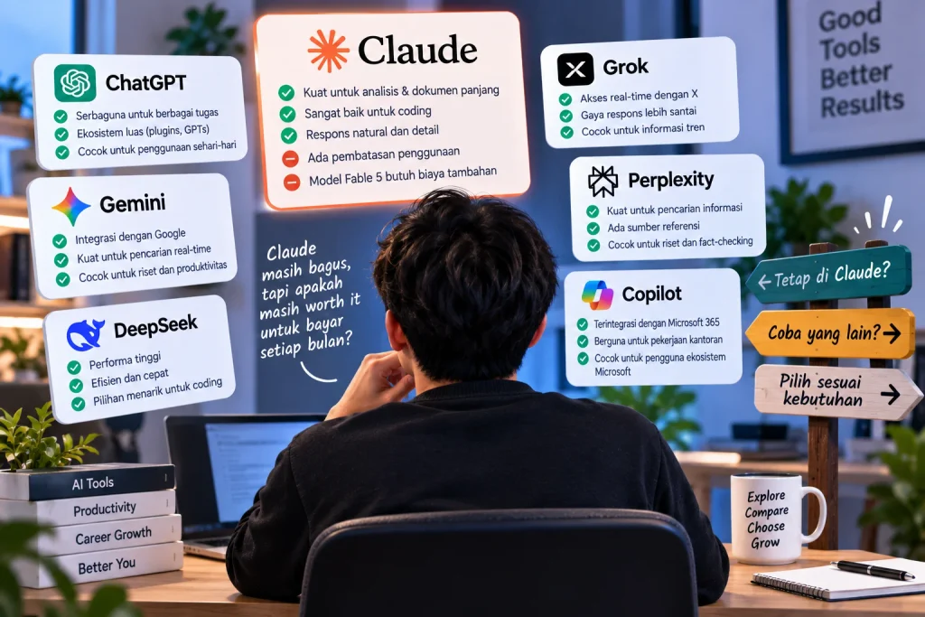 Perbandingan Claude AI dengan ChatGPT Gemini DeepSeek Grok dan AI lainnya