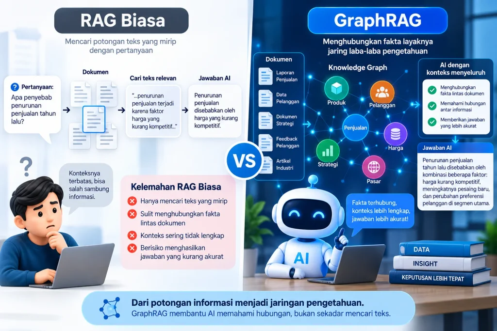 Perbedaan RAG Biasa dan GraphRAG dalam Menghubungkan Konteks AI