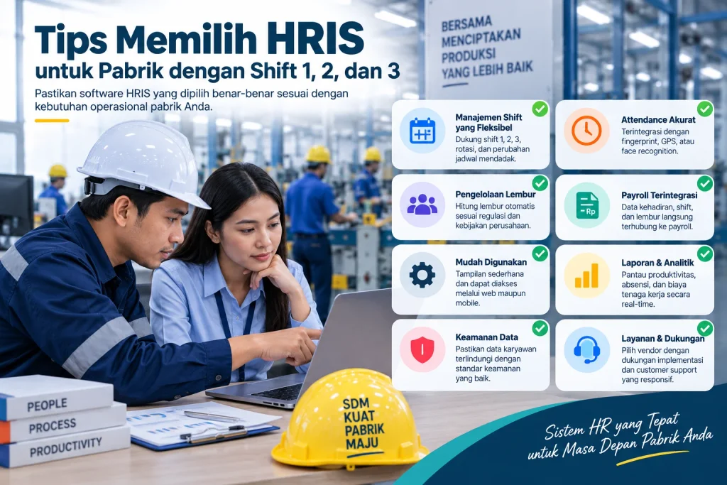 Tips memilih aplikasi HRIS untuk pabrik dengan sistem Shift 1, Shift 2, dan Shift 3