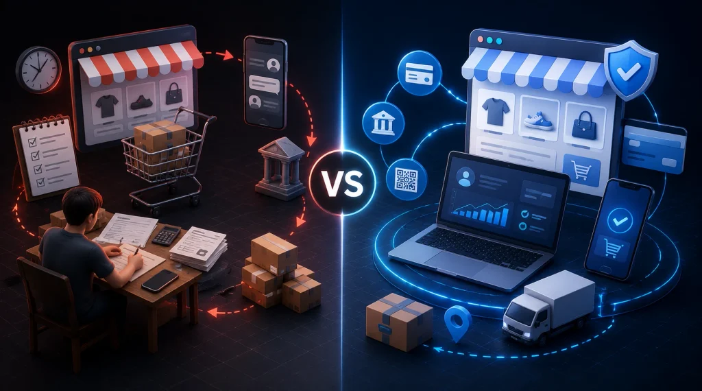 Toko Online Manual vs Toko Online dengan Payment Gateway