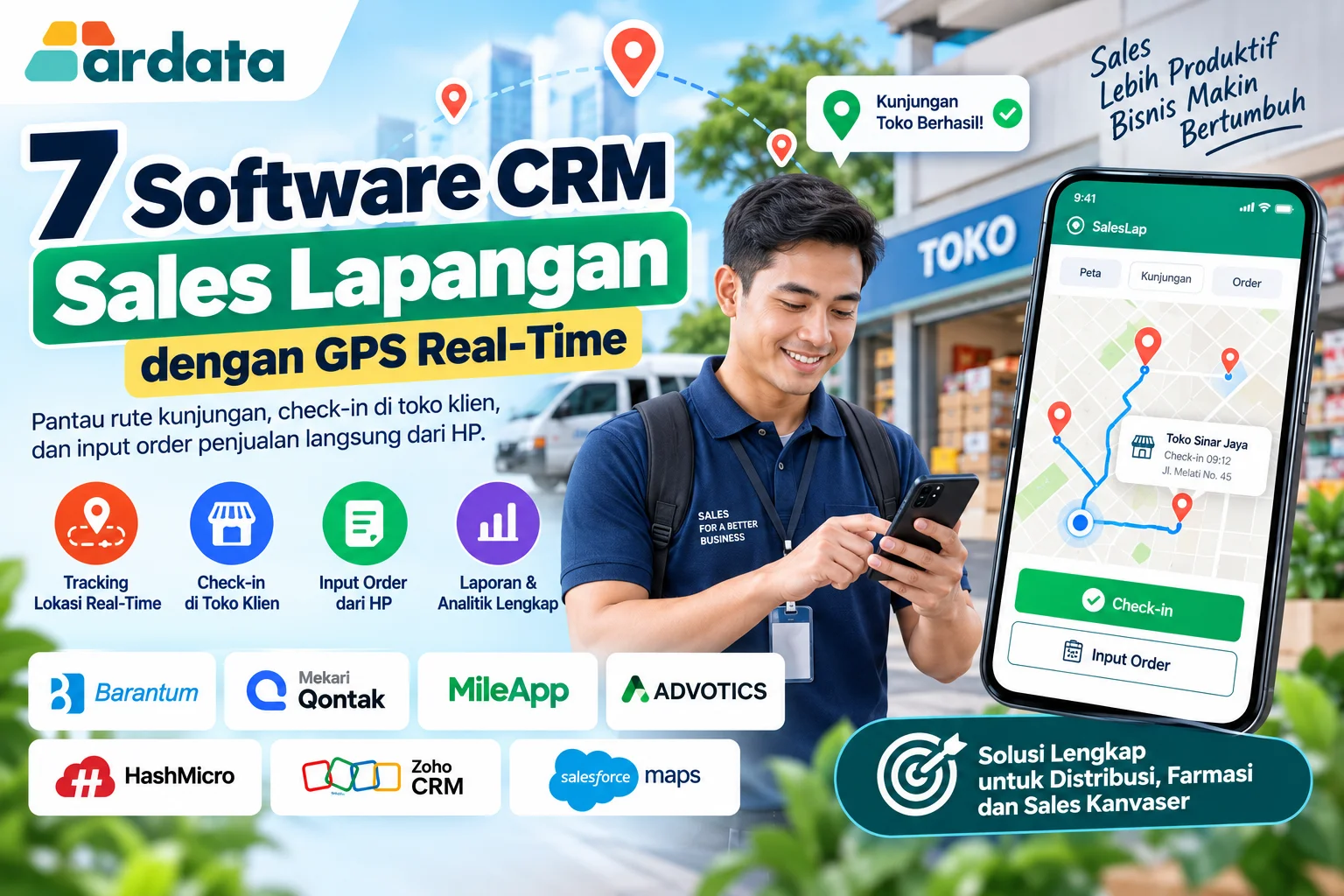 7 software CRM sales lapangan dengan GPS real-time